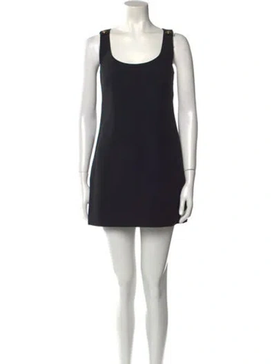 Pre-owned Versace Scoop Neck Mini Dress W/ Tags In Black