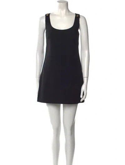 Pre-owned Versace Scoop Neck Mini Dress W/ Tags In Black