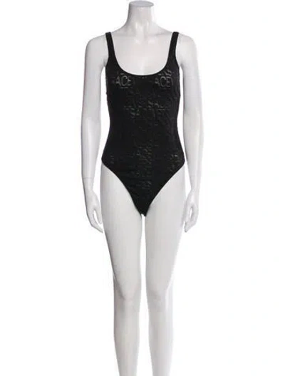 Pre-owned Versace Scoop Neck Sleeveless Bodysuit In Black