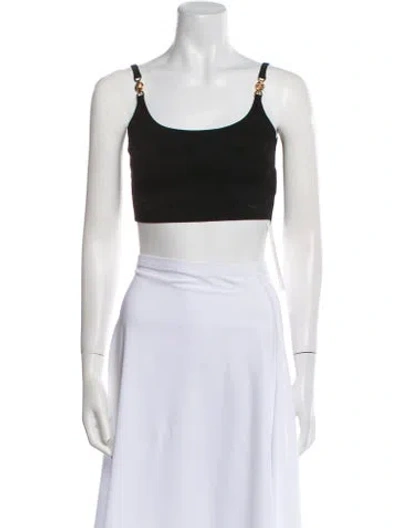 Pre-owned Versace Scoop Neck Sleeveless Crop Top In Black