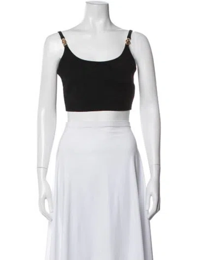 Pre-owned Versace Scoop Neck Sleeveless Crop Top In Black