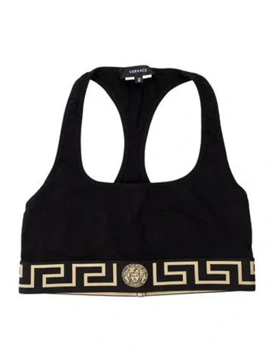 Pre-owned Versace Scoop Neck Sleeveless Sports Bra In Black