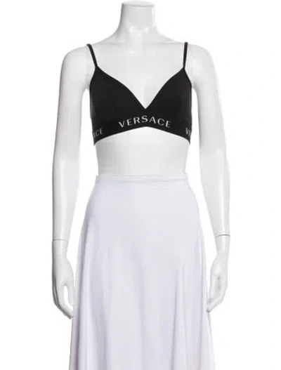 Pre-owned Versace Scoop Neck Sleeveless Sports Bra In Black