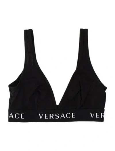 Pre-owned Versace Scoop Neck Sleeveless Sports Bra In Black