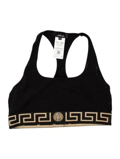 Pre-owned Versace Scoop Neck Sleeveless Sports Bra In Black