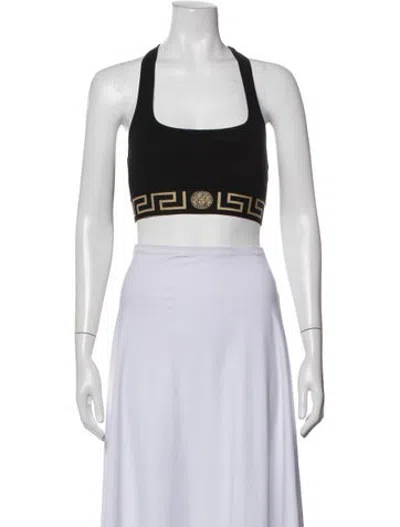 Pre-owned Versace Scoop Neck Sleeveless Sports Bra In Black