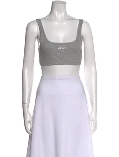 Pre-owned Versace Scoop Neck Sleeveless Sports Bra In Gray