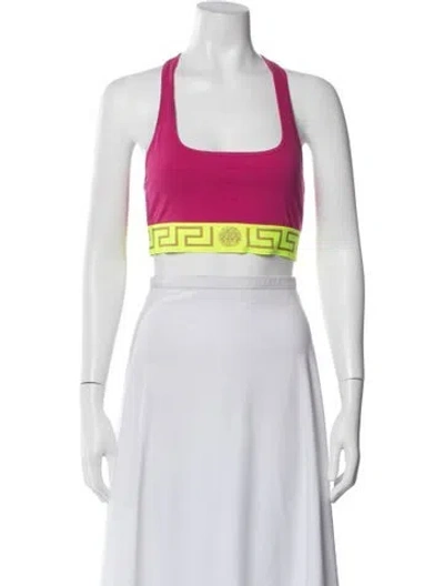 Pre-owned Versace Scoop Neck Sleeveless Sports Bra W/ Tags In White