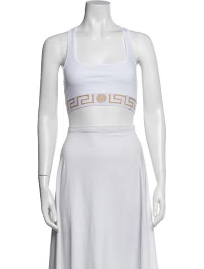 Pre-owned Versace Scoop Neck Sleeveless Sports Bra W/ Tags In White
