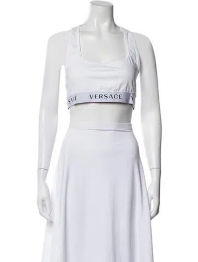 Pre-owned Versace Scoop Neck Sleeveless Sports Bra In White