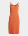 Versace Medusa Cady Fitted Dress In Papaya