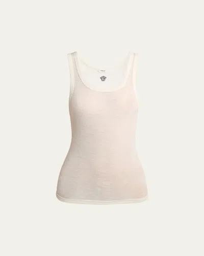 Versace Scoop-neck Ribbed Wool Tank Top In White