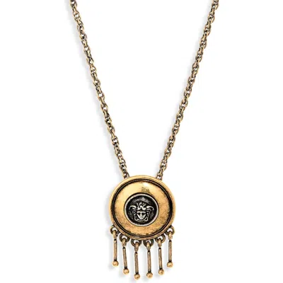 Versace Scudo Pendant Necklace In Black