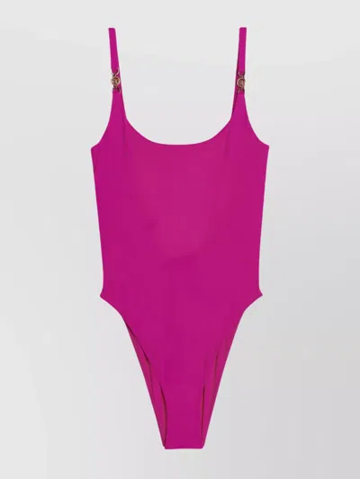 Versace 'sculpted Serpent' One-piece Swimsuit In Pink
