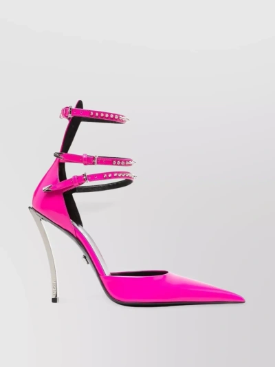 Versace Sculpted Spike Heel Sandals In Pink
