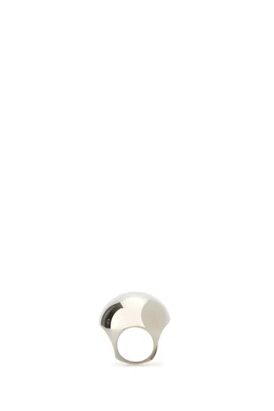 Versace Sculptural White Ring In Silver