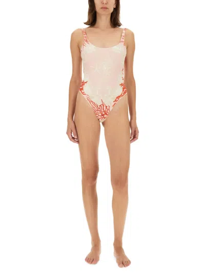 Versace Barocco Sea Print One-piece Swimsuit In Multicolor