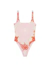 Versace Sea Motif Print Backless Swimsuit In Multicolour