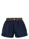 Versace Blue Swimsuit Shorts With Greca Detail In Tech Fabric Man In Blue