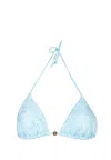 Versace Barocco-print Triangle Bikini Top In Blue