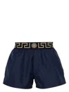 Versace Blue Swimsuit Shorts With Greca Detail In Tech Fabric Man In Blue