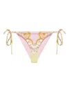 Versace Printed Tie-side Bikini Bottom In Pink