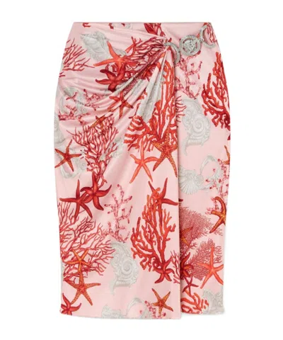 VERSACE VERSACE BAROCCO SEA HIGH-WAIST GATHERED MIDI SKIRT