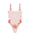 Versace Sea Motif Print Backless Swimsuit In Pink