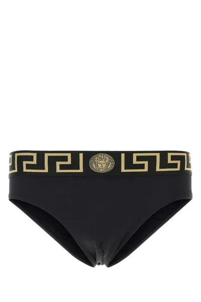 Versace Sea Panties With Greek Border In Black