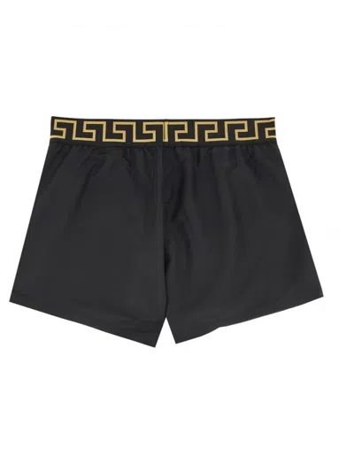 Versace Sea Shorts With "greek" Edge In Black