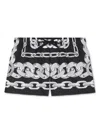 Versace Medusa Chain Printed Drawstring Swim Shorts In Nero E Argento