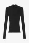 Versace Seamless Turtleneck Knitted Top In Black