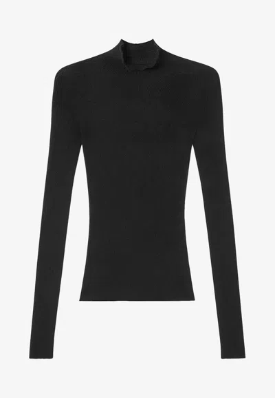 Versace Seamless Turtleneck Knitted Top In Black