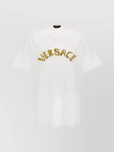 Versace Seashell Baroque Crew Neck T-shirt In White