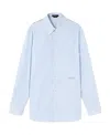Versace Men Seashell Baroque Striped Shirt In Blue