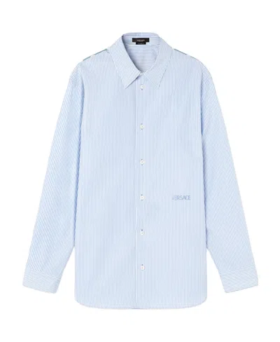VERSACE VERSACE SEASHELL BAROQUE STRIPED BUTTONED SHIRT
