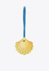 Versace Seashell Leather Charm With Medusa Stud In Yellow
