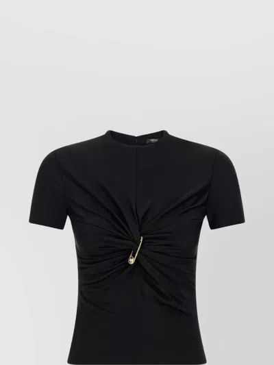 Versace "secure Pin" Crew Neck Top In Black