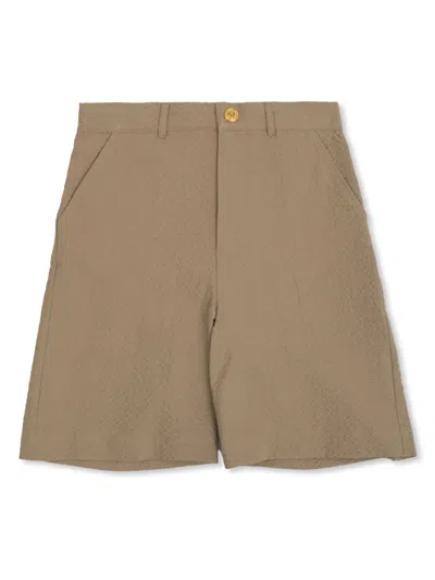 Versace Kids' Seersucker Shorts In Brown
