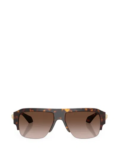 Versace Semi-rim Pilot Sunglasses In Brown