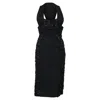 Versace Sequin Detail Midi Halter Neck Dress In Black Viscose In Black