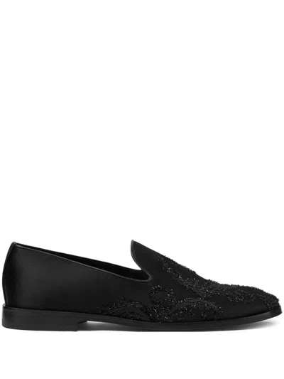 Versace Sequin-detailing Slippers In Black