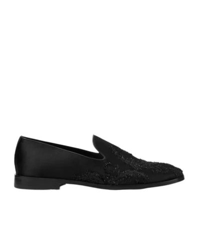 VERSACE VERSACE SEQUIN-DETAILED SLIP-ON LOAFERS