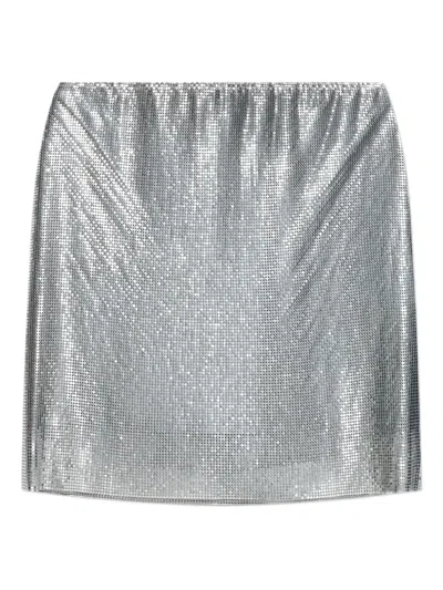 Versace Sequin-embellished Mini Skirt In Silver