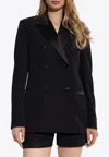 Versace Sequin Embellished Tuxedo Blazer In Black