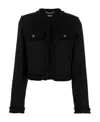 Versace Sequin-embellished Tweed Jacket In Black