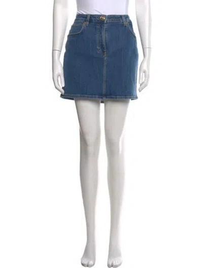 Pre-owned Versace Sequin Embellishments Mini Skirt In Blue