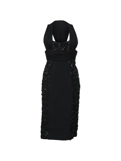 Pre-owned Versace Sequin Halter Neck Dress In Black