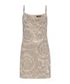 Versace Knee Length Dress With Chain-link Shoulder Strap In Nude