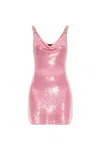 Versace Embellished Draped Sequined Silk-chiffon Mini Dress In Pink